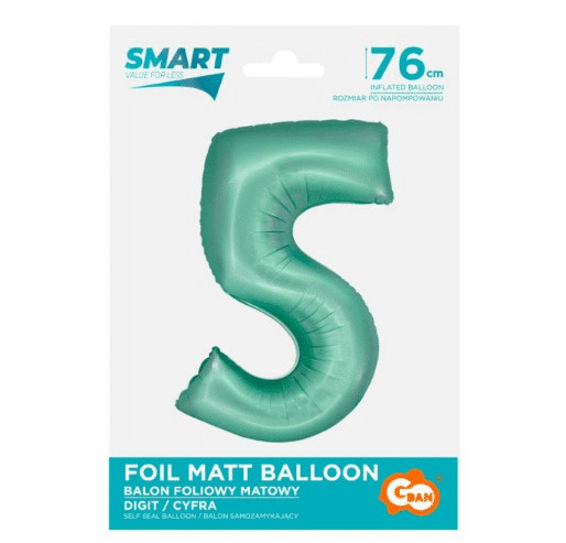 balon-foliowy-cyfra-5-mieta-matowa