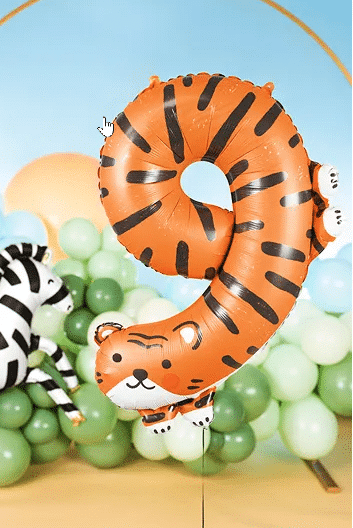 Balon foliowy cyfra 9 w formie tygrysa