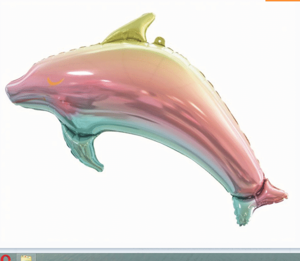 Balon Foliowy Delfin tęczowy w kolorach pastelowych w rozmiarze ok.93cm