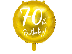 Balon foliowy 70th Birthday w kolorze złotym w rozmiarze ok.45cm