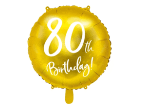 Balon Foliowy metalizowany w kolorze złotym z napisem 80th w rozmiarze ok.45cm
