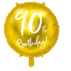 Balon foliowy w kolorze złotym z białym napisem 90th w rozmiarze ok.45cm