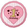 Balon Foliowy z nadrukiem1st birthday różowy w rozmiarze ok.40cm