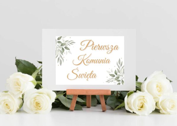 Komunijny Plakat Napis Pierwsza Komunia Święta