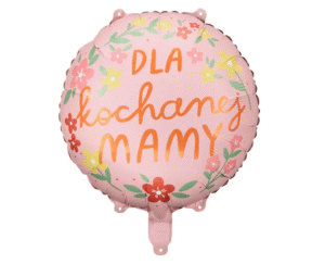 Balon foliowy na Dzień Matki z napisem i kwiatkami na około w rozmiarze ok.45cm