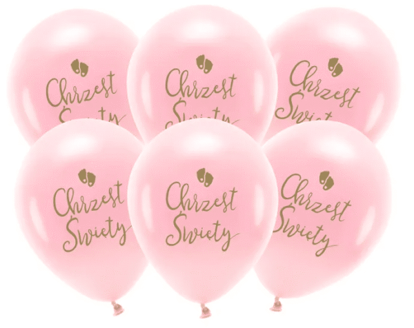 Śliczne balony na chrzest różowo złote 6 sztuk