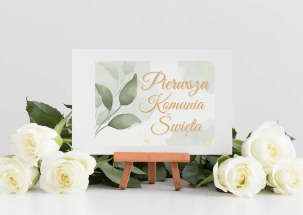 Plakat komunijny w kolorze zielonym