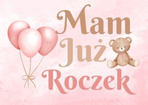 Dekoracja na roczek dla dziewczynki plakat