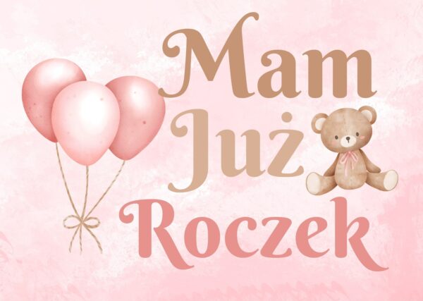 Dekoracja na roczek dla dziewczynki plakat