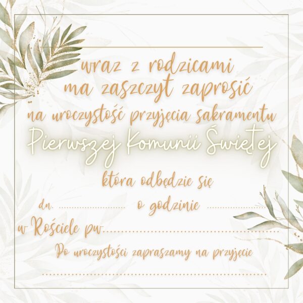 Zaproszenie na komunię do uzupełnienia