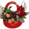 flowerbox róże czerwone i jasnoróżowe