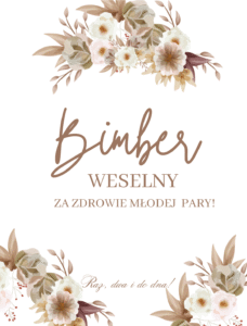 Etykiety na bimber weselny w stylu boho