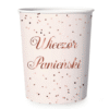 Kubeczki papierowe na Wieczór Panieński w kropeczki rose gold
