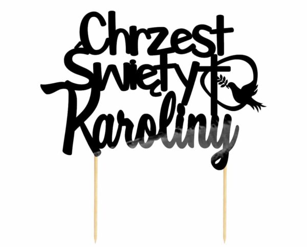 Topper na chrzest w kolorze czarnym