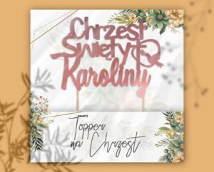 Personalizowany topper na chrzest w kolorze rose gold