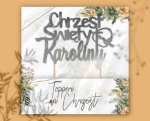 Topper na tort w kolorze srebrnym