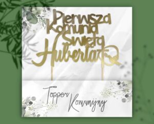 Topper na tort ciasto w kolorze złotym dowolne imię