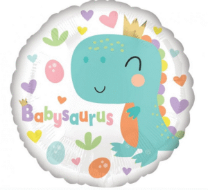 Balon foliowy okrągły z nadrukiem dinozaura w rozmiarze ok.45cm