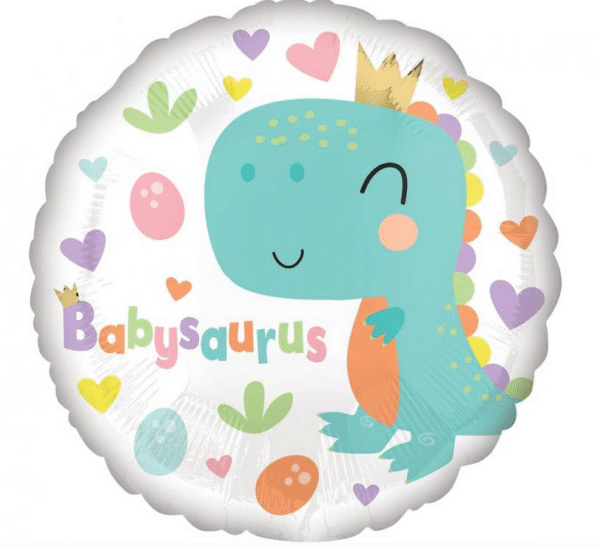 Balon foliowy okrągły z nadrukiem dinozaura w rozmiarze ok.45cm