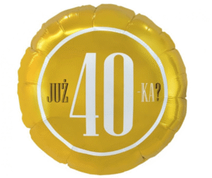 Balon foliowy złoty na 40-ste urodziny, zabawny