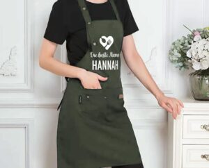 Fartuch kuchenny dowolne imię w kolorze zielonym oliwkowym