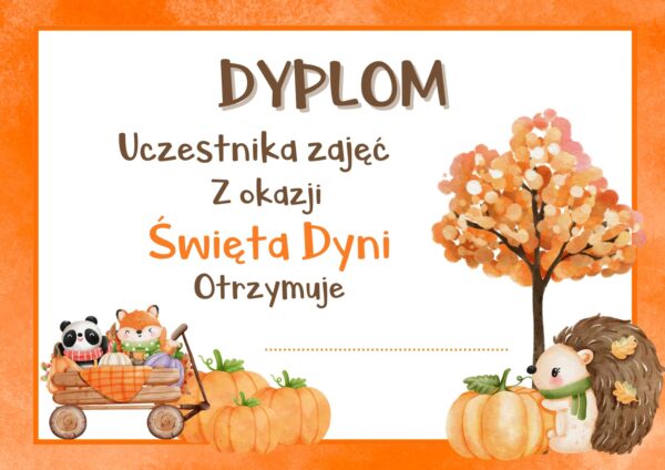 Dyplom z okazji dnia dyni
