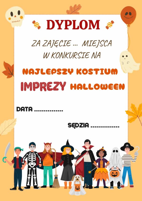 Dyplom za najlepszy halloweenowy kostium