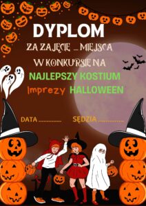 Dyplom na Halloween za przebranie do szkoły