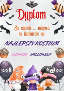 Dyplom na halloween za przebranie