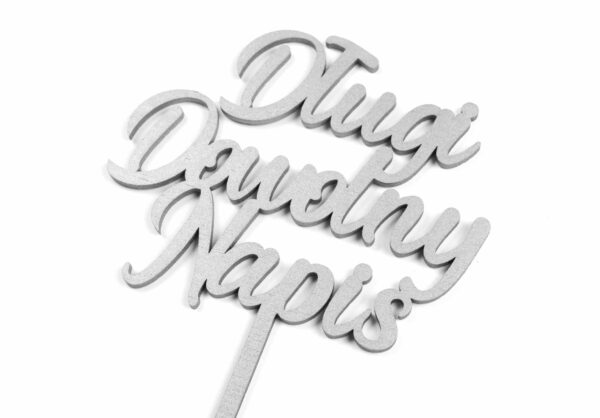 Srebrny topper na ciasto dowolny napis dowolna uroczystość