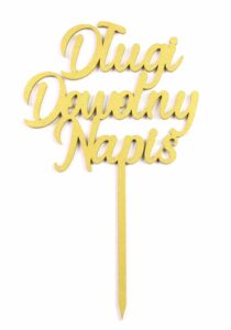 Złoty topper na tort personalizowany dowolny napis