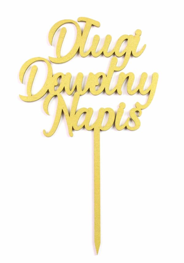 Złoty topper na tort personalizowany dowolny napis