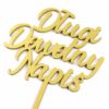 Złoty topper na tort dowolny napis tekst personalizacja