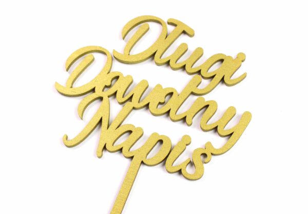 Złoty topper na tort dowolny napis tekst personalizacja