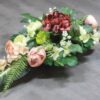 Stroik na cmentarz delikatny, kremowa róża bordowa hortensja, handmade