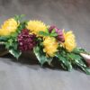 Stroik handmade żółto fioletowe chryzantemy na cemntarz