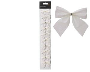 Białe kokardy na choinkę opalizujące