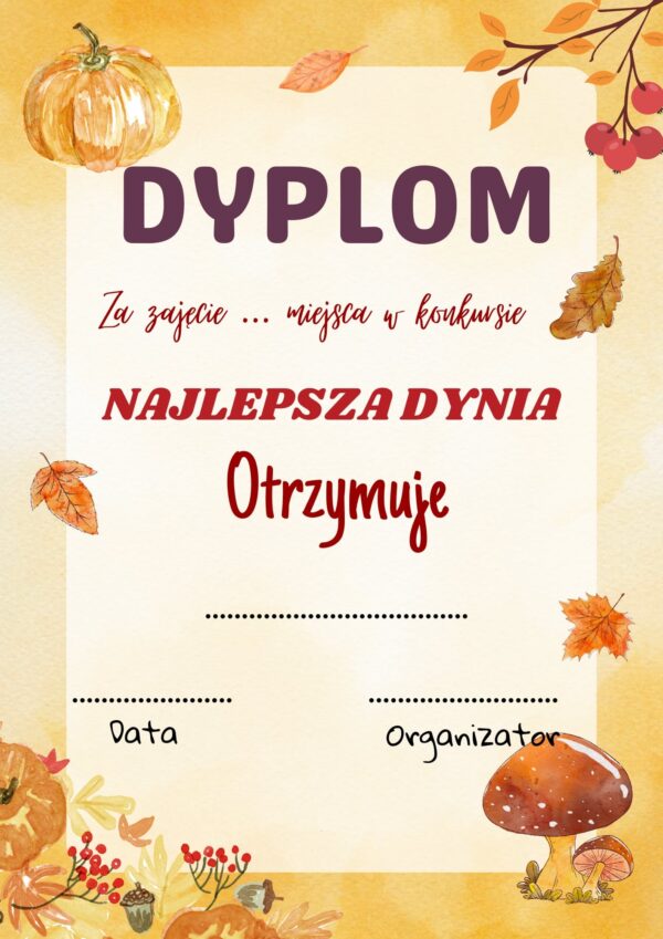 Dyplom za najlepszą dynie