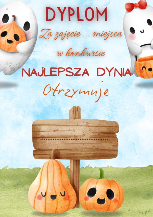 Dyplom w konkursie najlepsza dynia otrzymuje