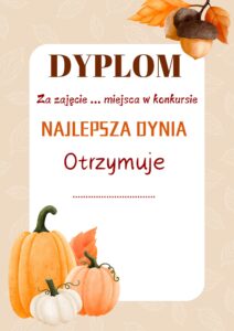 Dyplom za najlepszą dynię w szkole