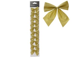 Blister złotych kokard na choinkę 6cm