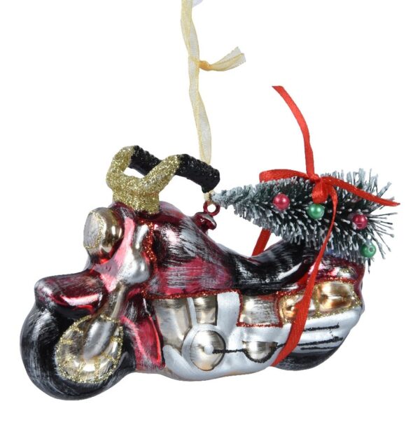 Bombka szklana motocykl z choinką 🏍️ Szklana Bombka Motocykl z Choinką 🏍️