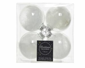 Szklane Bombki z Piórkami - Zestaw 4 sztuk