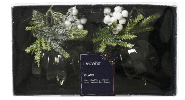 Zestaw 2 szklanych bombek w stylu glamour transparentne kaemingk decoris