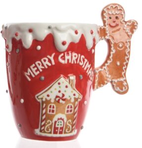 Świąteczny Kubek z Motywem Domku z Piernika i Napisem Merry Christmas (13 x 12 cm)