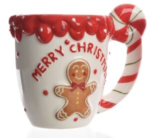 Duży Świąteczny Kubek z Motywem Piernika – Merry Christmas (13 x 12 cm)