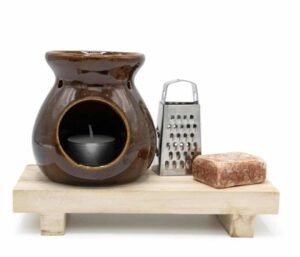 Zestaw kominek tarka mydełko tealight tacka na prezent