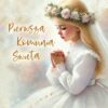 Zaproszenie dla dziewczynki na pierwszą komunię święta nowoczesne