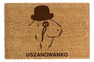 Śmieszna wycieraczka pod drzwi z kapibarą