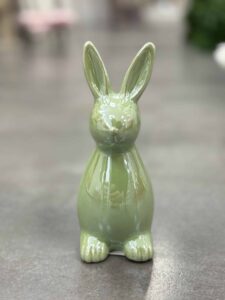 Ceramiczny Zajączek Dekoracyjny Prosty - Zielony na Wielkanoc